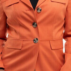 Autumn Vibes – Le Suit Burnt Orange & Taupe Pantsuit (Size 10)